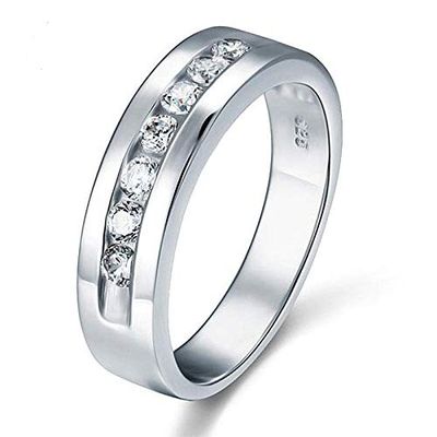 Bansriracha Round Cut Men's Bridal Wedding Band Solid 925 Sterling Silver Ring Jewelry CFR8057 (10)