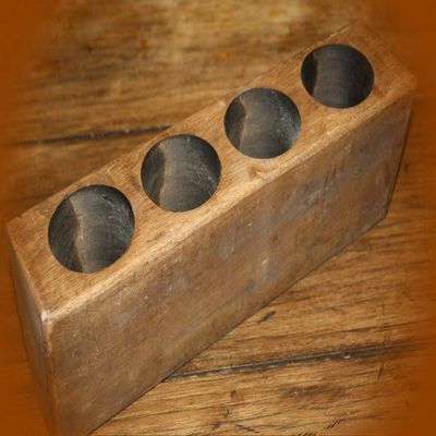 4 Hole Wooden Sugar Mold Wood Candle Holder Primitive Vintage Cast Iron Supplies for Home Decor by CharmingSS (with NO Screws)