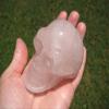 3.25" Natural Rose Quartz Crystal Skull Carving Mineral Stone Statue Art A575 view 3