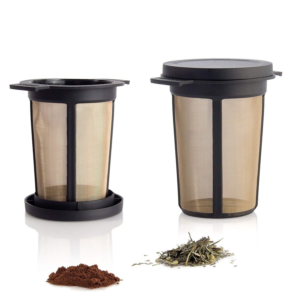 Finum Reusable Stainless Steel Coffee and Tea Infusing Mesh Brewing Basket, Large, Black