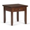 SIMPLIHOME Artisan End Table - 21 inch Wide Solid Wood Square Side Table with Drawer in Russet Brown, Transitional Nightstand or Lamp Stand for Living Room, Bedroom, or Entryway with Tapered Legs view 1