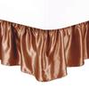 Amuze Bedding Fade Resistance Smooth Satin Silk 1 PC Dust Ruffle Bed Skirt 16 inch Drop (Brick Red, Twin Size) Fully Elastic for Easy Fit Single Ruffled Bedskirt view 1