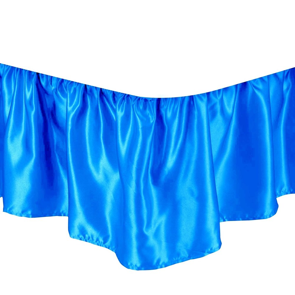 Amuze Bedding Fade Resistance Smooth Satin Silk 1 PC Dust Ruffle Bed Skirt 15 inch Drop (Turquoise Blue, Twin Size) Fully Elastic for Easy Fit Single Ruffled Bedskirt