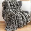 GONAAP Fuzzy Faux Fur Throw Blanket Frosty Black Super Soft Cozy Plush Fuzzy Shaggy Blanket for Couch Sofa Bed (Frosty Black, Throw(50"x60")) view 1