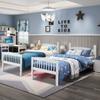 Costzon Twin Over Twin Bunk Beds, Convertible Into Two Individual Solid Rubberwood Beds, Children Twin Sleeping Bedroom Furniture w/ 1 Pcs of Ladder and Safety Rail for Kids Boys & Girl (White) view 3