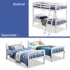 Costzon Twin Over Twin Bunk Beds, Convertible Into Two Individual Solid Rubberwood Beds, Children Twin Sleeping Bedroom Furniture w/ 1 Pcs of Ladder and Safety Rail for Kids Boys & Girl (White) view 4