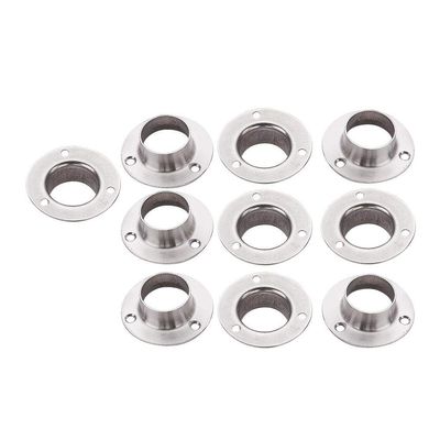 MroMax 304 Stainless Steel Wardrobe Pipe Bracket, 1Inch Dia, Wall Mount Hanging Rail Rod Support Socket 10Pcs