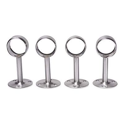 MroMax Wardrobe Pipe Bracket, 1.26Inch Dia, Ceiling Mounted Rail Rod Support Socket Silver Tone 4Pcs