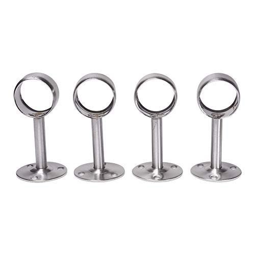 MroMax Wardrobe Pipe Bracket, 1.26Inch Dia, Ceiling Mounted Rail Rod Support Socket Silver Tone 4Pcs