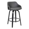 Alec Faux Leather Swivel Barstool, 26" Counter Height, Black and Gray view 1