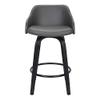 Alec Faux Leather Swivel Barstool, 26" Counter Height, Black and Gray view 4