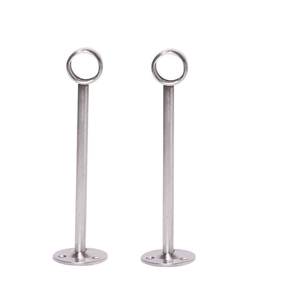 MroMax Wardrobe Pipe Bracket, 0.75Inch Dia, Ceiling Mounted Rail Rod Support Socket Silver Tone 2Pcs