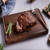 AZRHOM Walnut Wood Cutting Board, 12x8in Small Wooden Chopping Boards with Deep Juice Groove and Side Handle, Thick Butcher Block for Kitchen Meat Cheese Gift for Wife Mom Gift Box view 2