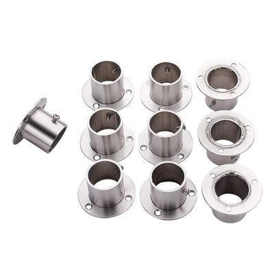 MroMax 10Pcs Stainless Steel Closet Wardrobe Rod Holder Fit 1.26 Inch Dia Tube Shower Curtain Rod End Supports Socket Flange Rod Holder Wall Mount Pipe Bracket for Closet Wardrobe Shower Curtain Rod
