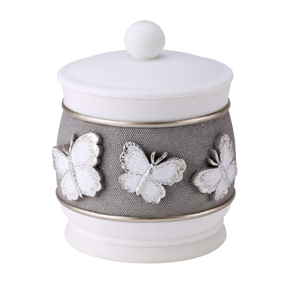 Avanti Linens - Covered Jar, Guest Bathroom Essentials, Butterfly Inspired Home Home Decor (Yara Collection)