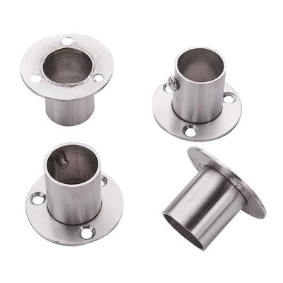 MroMax 4Pcs Stainless Steel Closet Wardrobe Rod Holder Fit 0.87 Inch Dia Tube Shower Curtain Rod End Supports Socket Flange Rod Holder Wall Mount Pipe Bracket for Closet Wardrobe Shower Curtain Rod