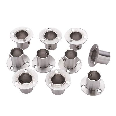 MroMax 304 Stainless Steel Wardrobe Pipe Bracket, 0.87Inch Dia, Wall Mount Hanging Rail Rod Support Socket 10Pcs