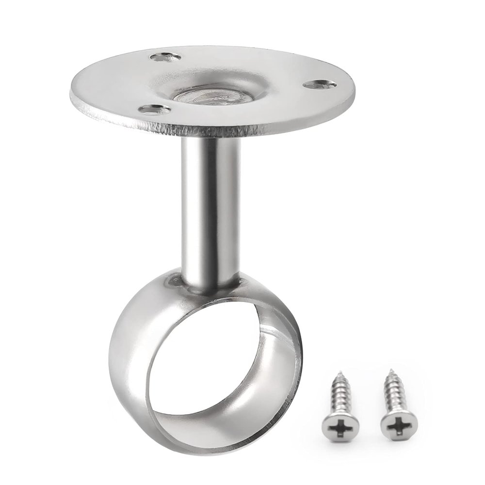 MroMax Wardrobe Pipe Bracket, 0.98Inch Dia, Ceiling Mounted Rail Rod Support Socket Silver Tone 4Pcs