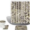 Amagical Animal Leopard Tiger Giraffe Pattern 16 Piece Bathroom Mat Set Shower Curtain Set Non Slip Bath Mat Contour Mat Toilet Cover Waterproof Shower Curtain with 12 Hooks view 1