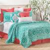 C&F Home Madison Aqua Twin Cotton Quilt Set All-Season Oversized Reversible Boho Geometric Bedding Coverlet 2 Pieces with Sham Twin 2 Piece Set Aqua Blue and White view 2