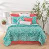 C&F Home Madison Aqua Twin Cotton Quilt Set All-Season Oversized Reversible Boho Geometric Bedding Coverlet 2 Pieces with Sham Twin 2 Piece Set Aqua Blue and White view 4