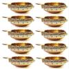 Satvik 50 pc Handmade Golden Engraved Kuber Diya Made of Virgin Brass. Diwali Diya Vilakku for Puja Pooja. Traditional Indian Oil Lamp Deepawali Decoration Gift Items view 3