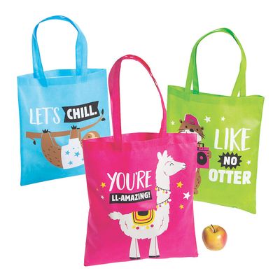 Fun Express - Funtastic Animal Tote Bag Assortment - Apparel Accessories - Novelty Totes - Reusable Shopping Bags Grocery Totes - Shoulder Hand Bag - 12 Pieces