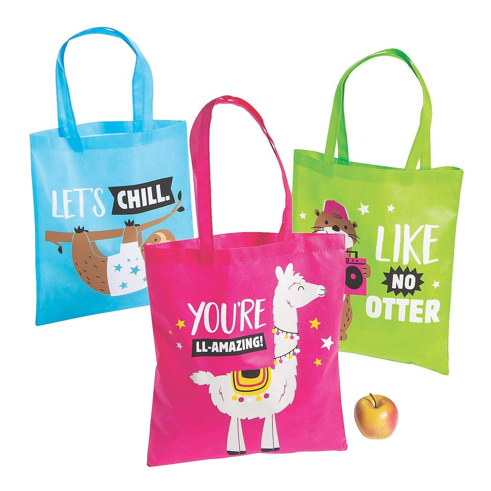 Fun Express - Funtastic Animal Tote Bag Assortment - Apparel Accessories - Novelty Totes - Reusable Shopping Bags Grocery Totes - Shoulder Hand Bag - 12 Pieces