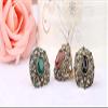 Bansriracha Indian Jewelry Boho Big Black Red Green Stone Ring Luxury Crystal Antique Gold Wedding Rings for Women (Green, 8) view 4