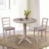 International Concepts 36" Round Extension Dining Table 34.9"H With 2 Madrid Counter height Stools, Washed Gray Taupe view 3