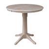 International Concepts 36" Round Extension Dining Table 34.9"H With 2 Madrid Counter height Stools, Washed Gray Taupe view 4