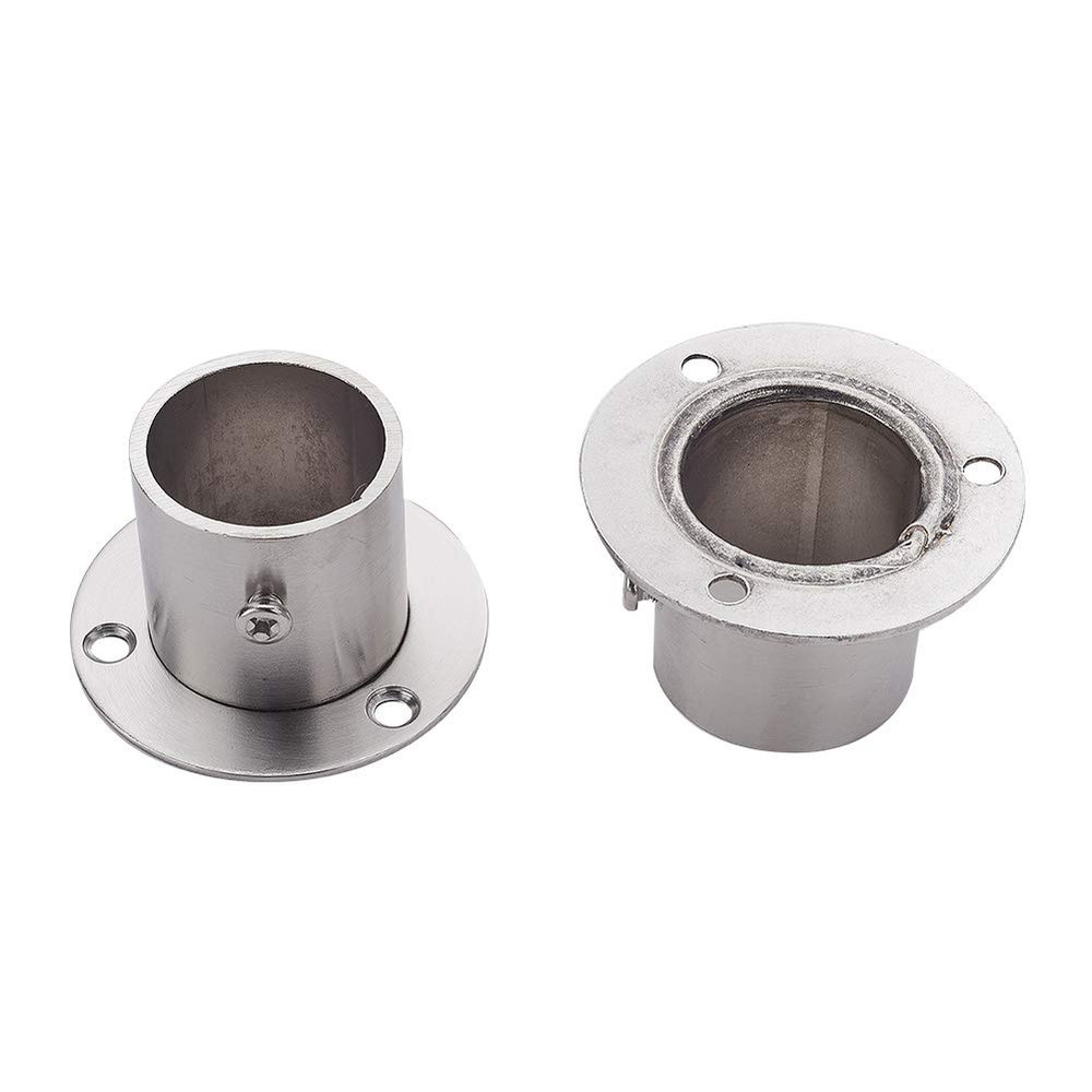 MroMax 2Pcs Stainless Steel Closet Wardrobe Rod Holder Fit 1.26 Inch Dia Tube Shower Curtain Rod End Supports Socket Flange Rod Holder Wall Mount Pipe Bracket for Closet Wardrobe Shower Curtain Rod