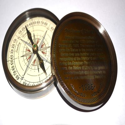 3.5'' Pocket Compass Antique Navigation Charm Brass Antique Compass for Camping Hiking Hunting Outdoor