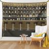 Ambesonne Irish Pub Tapestry King Size, Cartoon Illustration of Bar Restaurant with Stools Bottles and Cocktails, Wall Hanging Bedspread Bed Cover Wall Decor, 104" X 88", Brown Black view 1