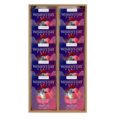 M&T Displays Wall Mount Natural Wood Magazine Brochure Rack Wooden Leaflet Literature Catalog Holder Easy Assembly Durable Clear PET G Pocket 10x(8.5x11) Inch for School Office Hospital Hotel Indoor