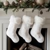 AOGU 3 Pack 18 Inch Snowy White Christmas Stockings Faux Fur Xmas Christmas Stockings Hanging Ornaments Candy Gift Bags for Christmas Decorations view 1