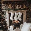 AOGU 3 Pack 18 Inch Snowy White Christmas Stockings Faux Fur Xmas Christmas Stockings Hanging Ornaments Candy Gift Bags for Christmas Decorations view 3