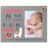 LifeSong Milestones Personalized Baby Birth Arrival Announcement - Newborn Stats Alpaca Nursery Picture Frame Decor for Boys and Girls 8 x 10 Frame Holds 4 x 6 Photo (Grey) view 1