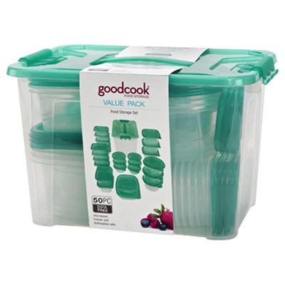 10715 Food Storage Containers, Teal Plastic, 50-Pc. - Quantity 22