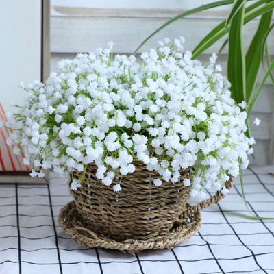 10Pcs 30 Bunches White Babys Breath Artificial Flowers Real Touch Fake Gypsophila Faux Plants for Wedding Garland Wreath Girl Crown Flower bonquet DIY Flores Arrangement Table Dcor Centerpiece