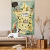 Ambesonne France Tapestry Twin Size, Travelling Themed French Map with Famous Landmarks in Doodle Style Print, Wall Hanging Bedspread Bed Cover Wall Decor, 68" X 88", Teal Pale Yellow view 2