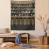 Ambesonne Irish Pub Tapestry Queen Size, Cartoon Illustration of Bar Restaurant with Stools Bottles and Cocktails, Wall Hanging Bedspread Bed Cover Wall Decor, 88" X 88", Brown Black view 1