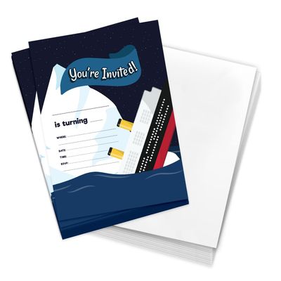 Desert Cactus Titanic Happy Birthday Invitations Style 2 Invite Cards (10 Count) With Envelopes Boys Girls Kids Party (10ct)