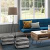 SIMPLIHOME Clay Square Pouf - 18 inch Wide Upholstered Cotton Ottoman in Grey Melange, Boho Footstool, Decorative Cube Pouf or Extra Seating for Living Room, Bedroom, or Kids Room, Assembled view 2
