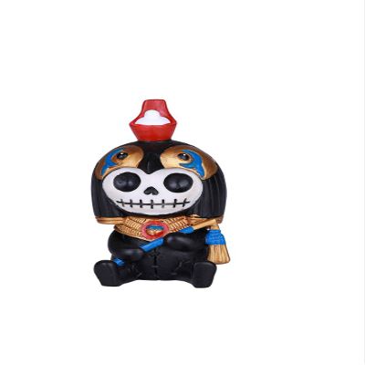 SUMMIT COLLECTION Furrybones Horus Signature Skeleton in Black and Gold Egyptian God Falcon Costume Wearing a Red and White Crown