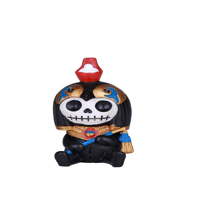 SUMMIT COLLECTION Furrybones Horus Signature Skeleton in Black and Gold Egyptian God Falcon Costume Wearing a Red and White Crown