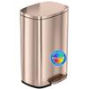 iTouchless SoftStep 13.2 Gallon Step Kitchen Trash Can with Lid and Odor Filter, Stainless Steel Rose Gold 50 Liter Trashcan for Home Office Bedroom Garage Living Room Bathroom Slim Wastebasket view 1