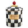 MACKENZIE-CHILDS Small Enamel Canister, Kitchen Storage Container for Flour and Sugar, 1.13 Liters, Black-and-White Courtly Check view 1