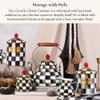 MACKENZIE-CHILDS Small Enamel Canister, Kitchen Storage Container for Flour and Sugar, 1.13 Liters, Black-and-White Courtly Check view 2