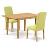 East West Furniture NOEN3-OAK-07 3 Piece Dining Set Contains a Rectangle Dining Room Table with Butterfly Leaf and 2 Limelight Linen Fabric Upholstered Chairs, 32x54 Inch, Oak view 1